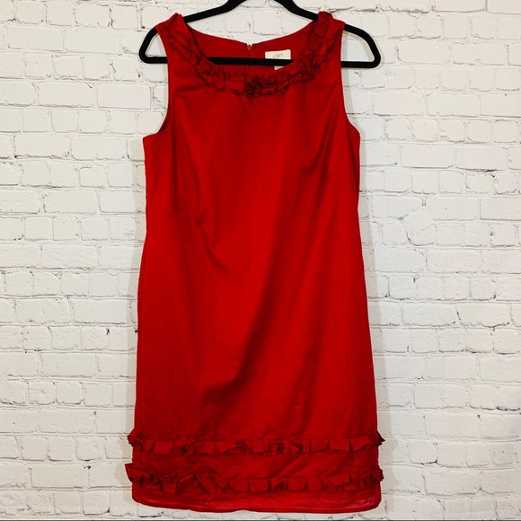 LOFT Dresses & Skirts - Loft | Red 💯 Cotton  Shift Dress Size 6